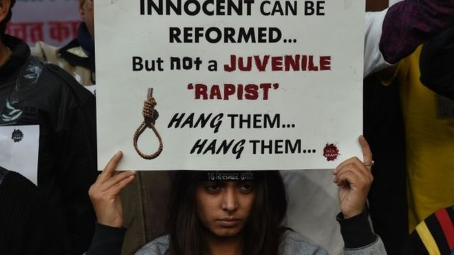 Many in India have been demanding tougher punishment for juveniles.  -Photo: BBC