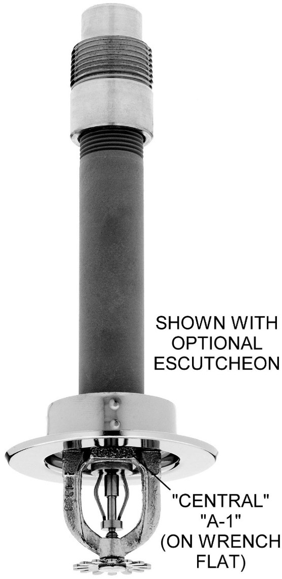 CPSC identification photo of a recalled Central dry fire sprinkler