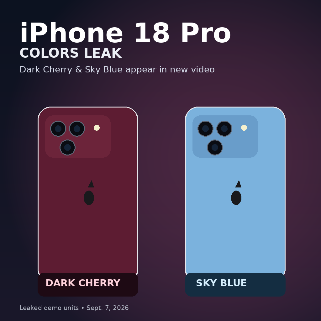 iPhone 18 Pro Dark Cherry and Sky Blue color leak