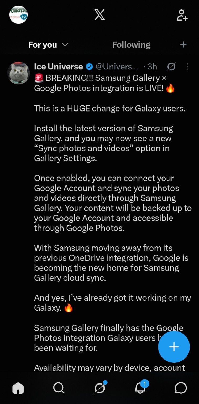 Samsung Gallery’s Google Photos Sync Is Now Appearing for Users