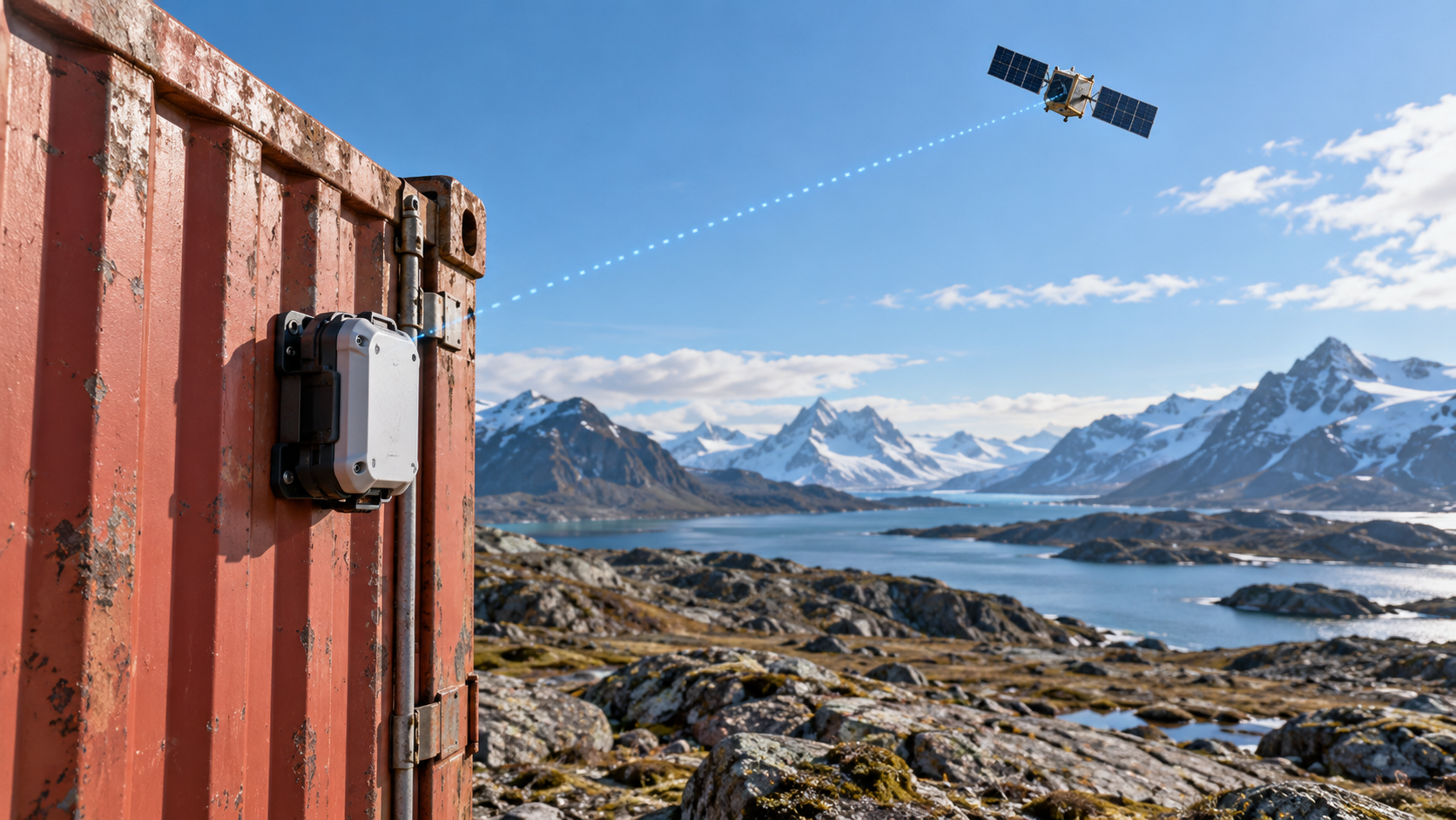 Remote cargo sensor sending compact Bluetooth telemetry to a low Earth orbit satellite